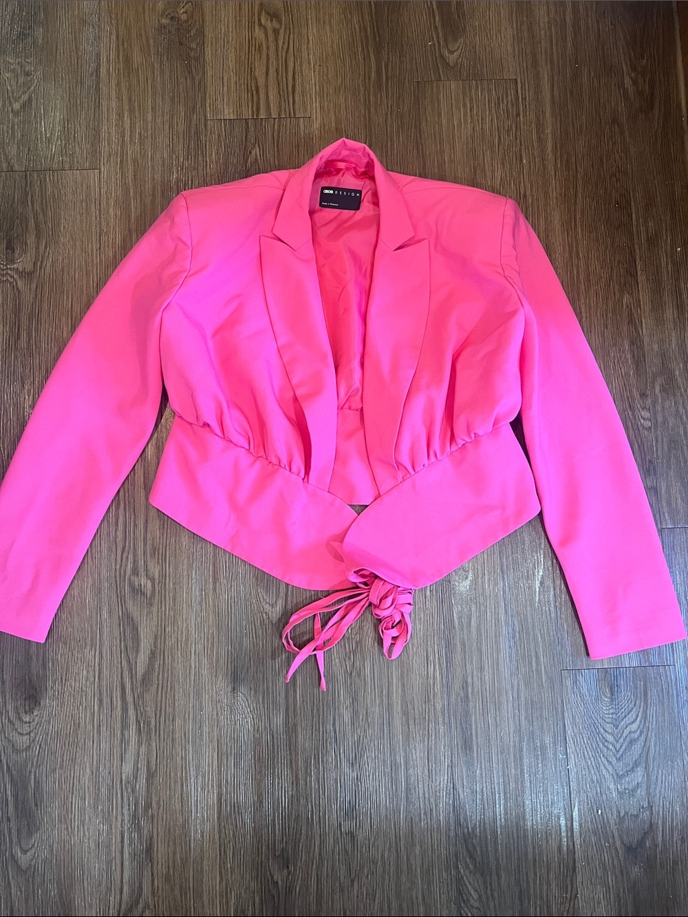 ASOS Hot Pink Cropped Tie-Front Blazer